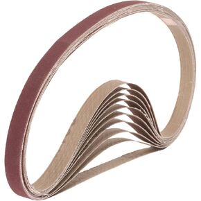 uxcell 10pcs 1-1/2" x 30" Sanding Belts 400 Grits Aluminum Oxide Abrasive Belt Sander Paper Sanding Papers for Metal Wood Grinding Polishing, Reddish Brown