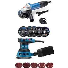 DongCheng Angle Grinder 4-1/2 inch 6.7-Amp, DongCheng 5" Random Orbital Sander, 3.0 Amp 12000OPM