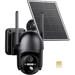 Cellular Security Camera Outdoor with 4G LTE SIM Card, No WiFi Needed, Support Unlimited Data Plan, 360° Live Video, PIR Motion Alerts, 2K Color Night Vision, Remote Access for Farm/Jobiste