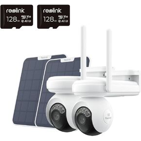 REOLINK Altas PT Ultra + 6W Solar Panel & 128GBSD Card 2 Pack Bundle - 4K Solar Continuous Recording Security Cameras, 10s Pre-Record, 500 Days Battery Life, ColorX Night Vision, Home Hub Compatible