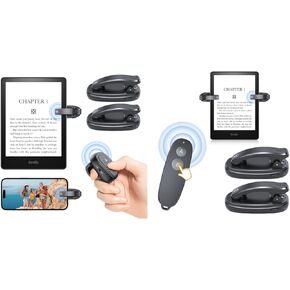 [Two Clips Version]: Wireless Page Turner for Kindle Paperwhite E-Readers, Rechargeable Remote Control Page Turner for Kindle Reading Novels/Comic Books, 2 Packs