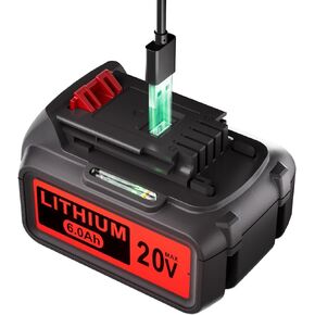 【USB-A Charging】LBXR20 20V 6.0Ah Replacement Battery Compatible with Black and Decker 20V Lithium-Ion Battery LBXR20-OPE LBXR2020 LBX20 LBX4020 LBXR20B LBXR2020-OPE LB2X4020-OPE with Led Indicator