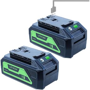 DTK Replacement for Greenworks 24V Battery 6.0 Ah 29842 29852 BAG709 BAG710 Fit 20352 22232 2508302 Tools 2 Packs with 5V 2.0Ah USB Output