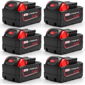 18V 6.0Ah Lithium Battery 6-Pack Replacement for Milwaukee WK18, Compatible with Milwaukee Mk-18 Battery Tools and Charger 48-11-1850, 48-11-1852, 48-11-1865, 48-11-1862, 48-11-1840