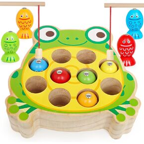 ألعاب الصيد الخشبية للأطفال 3-5 ، Montessori Magnetic Toys مبكر المهارات الحركية في وقت مبكر تعلم اللون فرز وتنسيق اليدين مغناطيس لعبة عيد الفصح سلة للأطفال الصغار الأولاد
