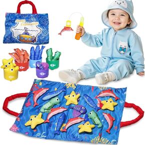 Montessori Toys for 1-3 Year Old，22pcs Baby Fishing Toy Set for Toddlers with Stacking Cups Educational Learning Toys,Number Counting, Color Sorting, Toddler Sensory Toy for 6-12 Months, Baby Gifts