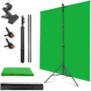 Black Backdrop Background with Stand for Photoshoot, 5x6.5ft Black Photo Backdrop Curtain Cloth with Background Support Stand, 5 Spring Clamps& Carrying Bag for Party Photography Video Studio