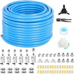 Compressed Air Line Kit 3/4" x100FT, Shop Air Line Kit, Air Line Kit, HDPE-Aluminum-HDPE Piping, for Air Compressor Fittings, Suitable for Shop, Factories, Garages（Blue）