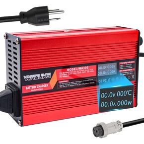 67.2V 3A Charger 60 Volt Li-ion Battery Charger Output Connector GX16-3pin 1+3- Used for 16S 60V 10Ah 15Ah 20Ah 30Ah 40Ah 50Ah Lithium Battery with OLED Display