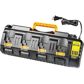 DCB104 Battery Charger Station Replacement for Dewalt Battery Charger, 4 Port Multi Charger Station with 2 USB Ports