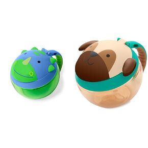 Skip Hop Baby Snack Container Zoo Dino and Pug Cups, Set of 2