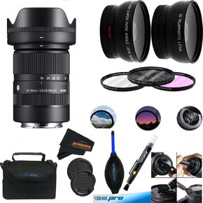 18-50mm f2.8 DC DN Contemporary Lens for Sony E with Sunshine Photo Professional Bundle - 4 Years USA Manufacturer Warranty