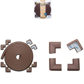 RovingCove HeftyFit - 18ft Edge Guards (16 Corners, Coffee Brown) + 8 Corner Guards (Coffee Brown) - Bundle & Save