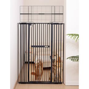لم تتم ترقية No Pawblems 71 "بوابة PET طويلة طويلة للقطط ، 29-43" بوابة Cat Close Auto للمداخل/الدرج/الممرات ، لا يوجد ضغط حفر مركبة بوابة الكلب الطويل الداخلية ، 1.37 "فجوة آمنة للحيوانات الأليفة ، أسود