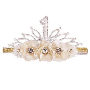 Digital Birthday Crown Model Baby Girl Nylon Headbands Nylon Flower Elastic Birthday Crown Hairbands Hair Accessories Gift for Newborn Infant Toddlers