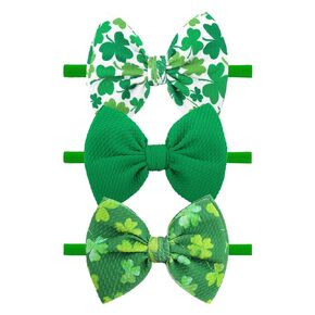 YanJie St. Patrick's Day Baby Girl Clover Headbands Shamrock Printed Baby Girl Bow Green Infant Headband St.Patrick Wide Hairband Hair Accessories
