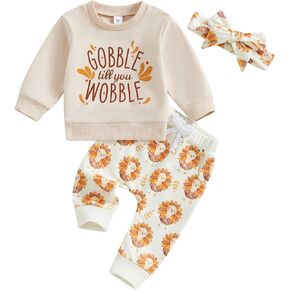 Toddler Baby Girl Halloween Outfit Pumpkin Crewneck Sweatshirt Long Sleeve Shirt Pants Newborn Fall Clothes in Saudi Arabia