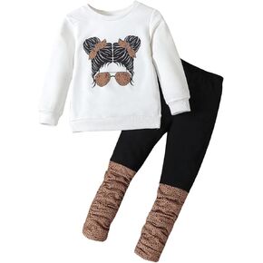 SOLY HUX Toddler Girl's 2 Piece Outfits Graphic Print Long Sleeve Sweatshirt and Leggings Pants Clothing Sets