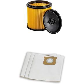 Vacmaster Vacuum Filter, 3-Pack Standard Cartridge Filter & Retainer, Compatible with Vacmaster 5-6 Gallon Wet/Dry Vacuums, Fits Most Major Brands