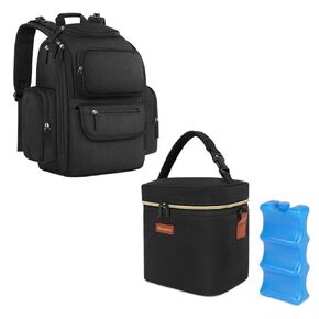 Mancro Diaper Bag Backpack & Breastmilk Cooler Bag with Ice Pack, Diaper Bag Backpack with Portable Changing Pad