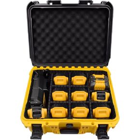 Battery Case for Dewalt Battery- Extra Large Hard Storage Box with Adjustable Dividers for Dewalt 12V/20V/60V Battery & Charger, Durable ProtectiveTool Battery Organizer for Dewalt (CASE ONLY)