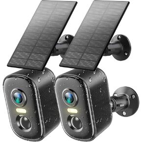 Rocktone Solar Camera Outdoor Wireless, Battery Powered WiFi Cameras for Home Security with AI Motion Detection, 2K Color Night Vision, 2-Way Talk, Siren Alarm, IP66, Cloud/SD Storage, 2 Pack