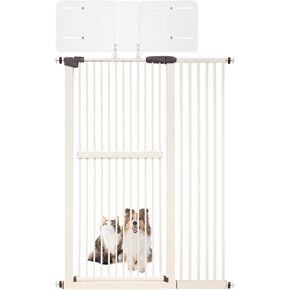 Lumizone Extra Tall Cat Gate 61.02" High 42.52"-46.64" Wide + Height Extension Kit