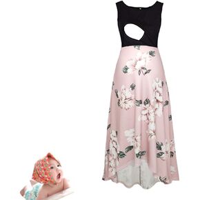 H & Joy Womens Maternity Press Dress Midi Floral Dress Frust Franting Summer Dresses Pink in Saudi Arabia
