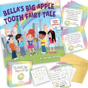Bella's Big Apple Tooth Fairy Tale Book and Tooth Fairy Kit for Boys and Girls. Perfect Keepsake, First Tooth Fairy Gift. Tooth Pouch, Tooth Receipts, and Tooth Fairy Poems with Golden Envelopes Included.
