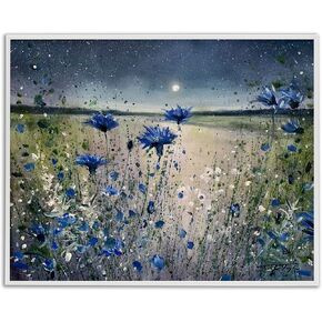 Stupell Industries Blooming Blue Flowers Night Moon Giclee Framed Wall Art, Design by Jennifer Taylor Art