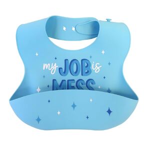 Neat Solutions My Job is Mess Silicone Sccop Crumcatcher Bib, 6+ Months, Blue