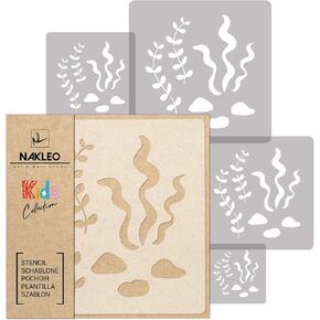 NAKLEO 5 pcs Reusable Plastic Stencils - Seaweed Algae Aquarium - 13.4" to 3.5" - Pattern Children Kids Painting Template Room Decor - Craft DIY Wall Furniture