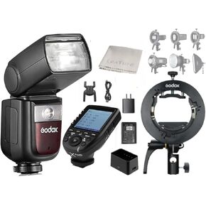 Godox V860III-C & XPro-C Trigger Compatible for Canon Camera with Godox S2 Speedlite Bracket, 2.4G HSS 1/8000 GN60, 0.01-1.5s Recycle Time 480 Full Power Flashes Speedlite Speedlight Light