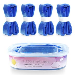 4 Pack Jumbo 28FT Diaper Pail Refills Bags Compatible with Diaper Genie Select Pail,Classic Pail,Compact Pai,Square Pails Including a Non-Original Cartridge + 4 pcs Jumbo Diaper Pail Refills