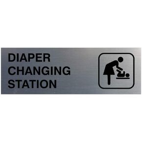 Signs ByLITA Basic Diaper Changing Station Sign (Brushed Silver) - Small