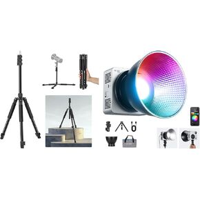 NEEWER HB80C RGBWW LED Video Light with Built in 72Wh Battery & 100W PD Fast Charging, 80W Mini RGB COB Continuous Output Lighting for Photography, ST195 Light Stand Included