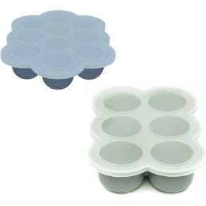 WeeSprout Silicone Baby Food Freezer Trays 2-Pack Bundle - Ten 1.5oz & Six 3oz Portions - Clip-on Lids - Homemade Purée & Breast Milk Storage