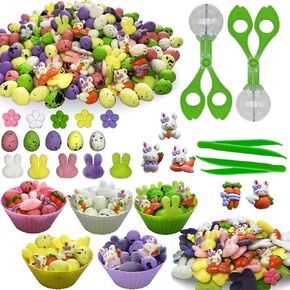 226pcs عيد الفصح الحواس الحشو حشو ألعاب ناعمة الحواس الربيع عناصر سلة الحسية 100 بيض رغوة عيد الفصح 50 زهور عيد الفصح 50