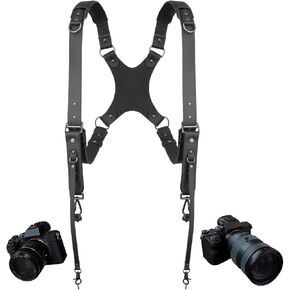 Camera Harness Strap for 2 Cameras,Dual Leather Camera Harness for DSLR/SLR,Camera Shoulder Strap for Photographers