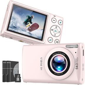 الكاميرا الرقمية ، التركيز التلقائي 64 ميجابكسل UHD 4K Vlogging كاميرا 18x ZOOM الرقمية ، نقطة مضغوطة محمولة واطلاق النار على تربية الكاميرا الرقمية