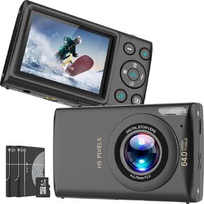 الكاميرا الرقمية ، التركيز التلقائي 64 ميجابكسل UHD 4K Vlogging كاميرا 18x ZOOM الرقمية ، نقطة مضغوطة محمولة واطلاق النار على تربية الكاميرا الرقمية in Kuwait