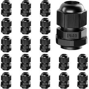 100PCS PG11 Cable Gland Waterproof Adjustable 5-10mm/0.2-0.39inch Nylon Cable Glands Joints with Gaskets (PG11, 100PCS)