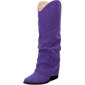 Roserwish Women's Women's Knee High Boots - أضعاف العجل الواسع ، العجل العريض ، إصبع القدم المدبب ، الكعب المكتن