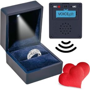 Voice Recordable Ring Box with LED - 3" X 3" 60 Seconds Audio Recording Ring Box for Anniversary, Weddings and Celebration | Salmon & Lime