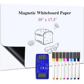 مجموعة سبورة بيضاء مغناطيسية للمسح الجاف للثلاجة وتنظيم الثلاجة مع مخطط شهري وأسبوعي ويومي مع 8 أقلام تحديد وممحاة واحدة in Kuwait