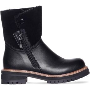AQUA DIVA Shilo Waterproof Boot Leather Boot for Women Lug Sole Chunky Inside Zipper Warm Boot
