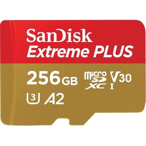 SanDisk Extreme Plus microSDXC UHS-I Card with Adapter, 256GB, SDSQXBD-256G-AN6MA