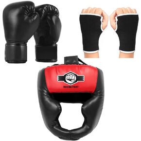 Boxing Headgear, Boxing Head Gear Sparring Safety Head Guard with Gloves, Boxing Protective Gear Helmet for Sparring MMA Muay Thai Kick Brace Boxing Gear for Adult Kids