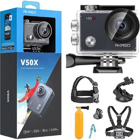 AKASO V50X 4K30FPS 20MP WiFi Action Camera and 7 in 1 Action Camera Accessories Kit Bundle