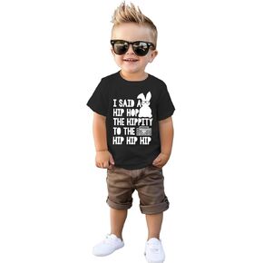 Toddler Boy Easter Shirt I Said A Hip Hop The Hippity Happy Easter Bunny Tshirt Kids Rabbit Outfit Short Sleeve Top